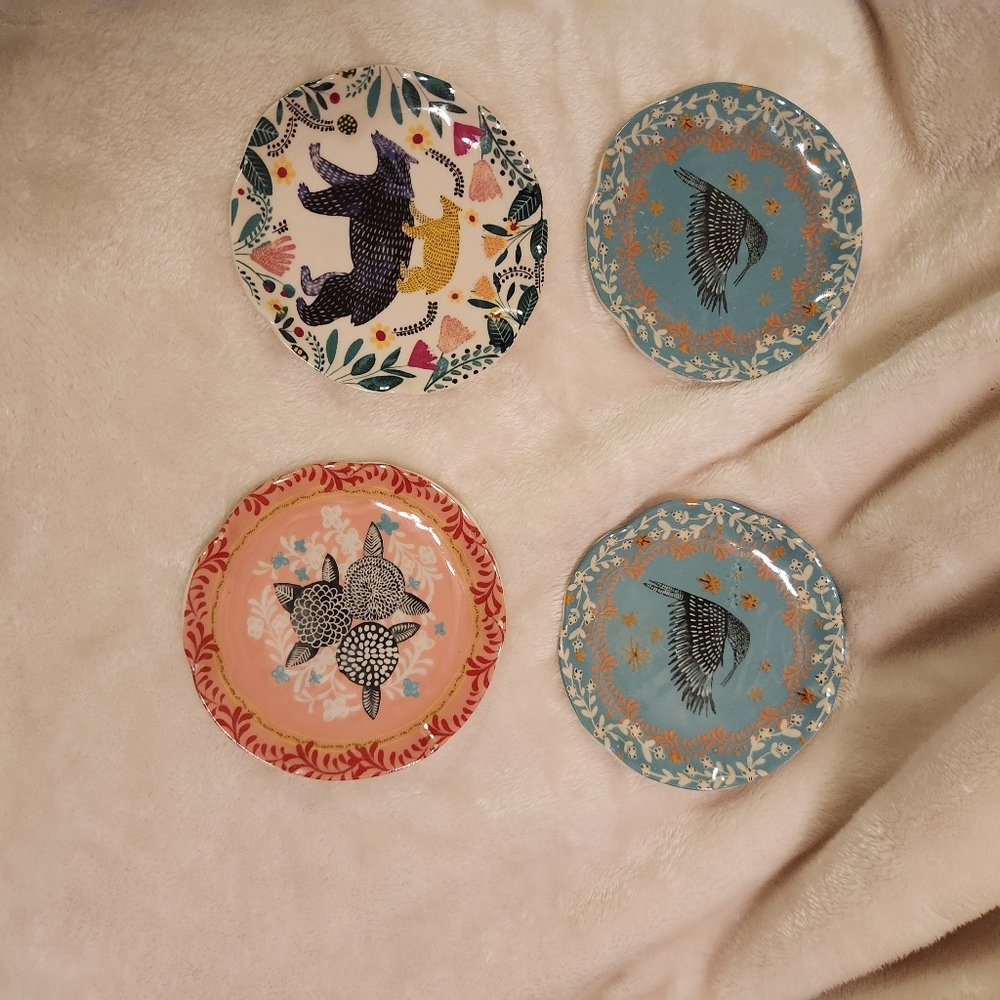 Set of 4 Anthropologie Woodland Wreath Trinket Dishes